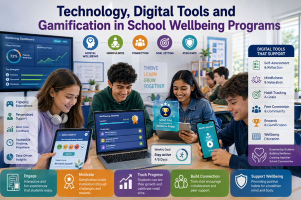 Technology, Digital Tools and Gamification in School Wellbeing Programs